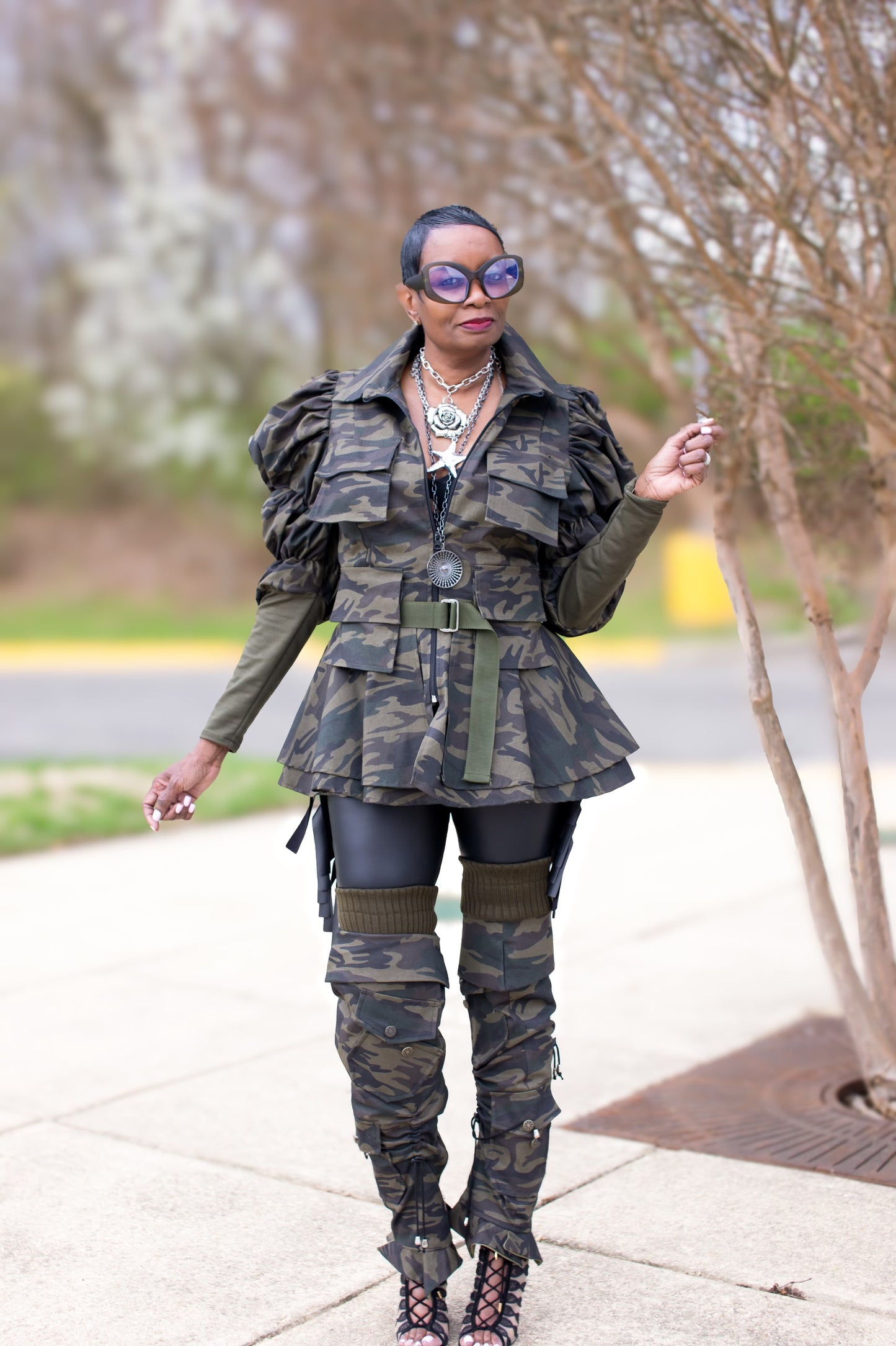 CAMO PUFFY SLEEVE JACKET