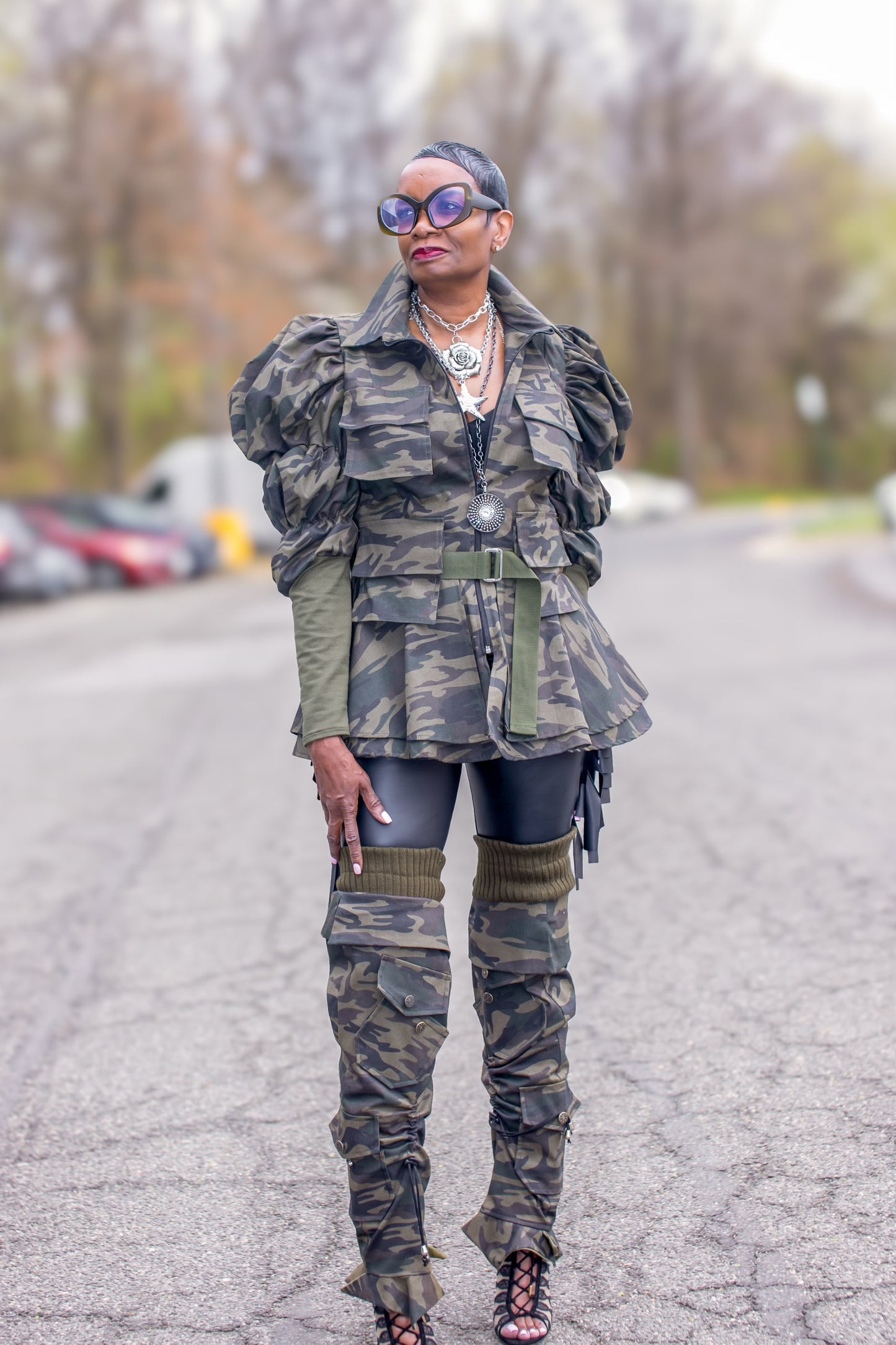 CAMO PUFFY SLEEVE JACKET