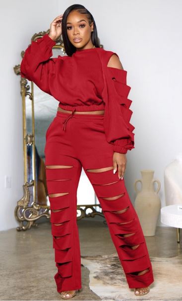 Sleeve Slit Pocket Trouser Sets