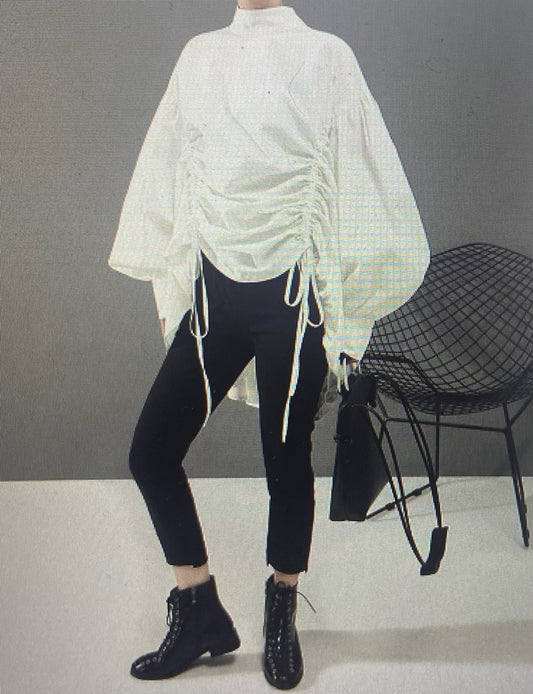 Drawstring Big Size Blouse White
