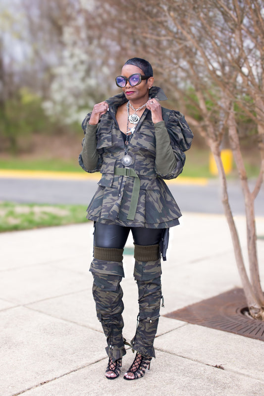 CAMO PUFFY SLEEVE JACKET