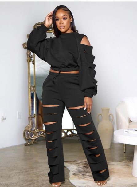 Sleeve Slit Pocket Trouser Sets