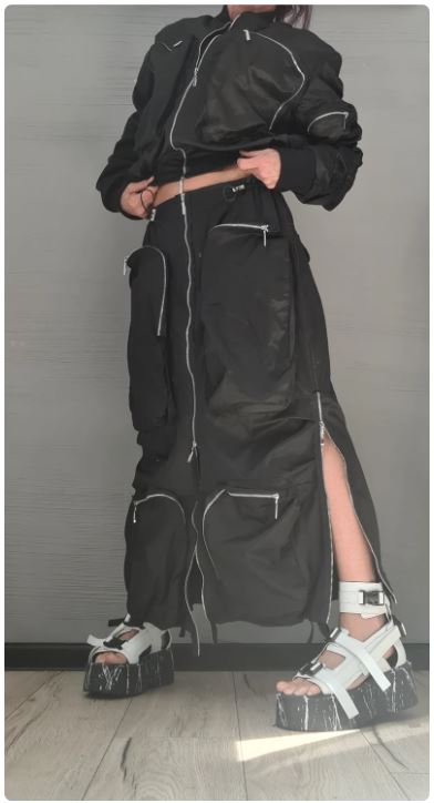 Outside Pockets Skirt Set